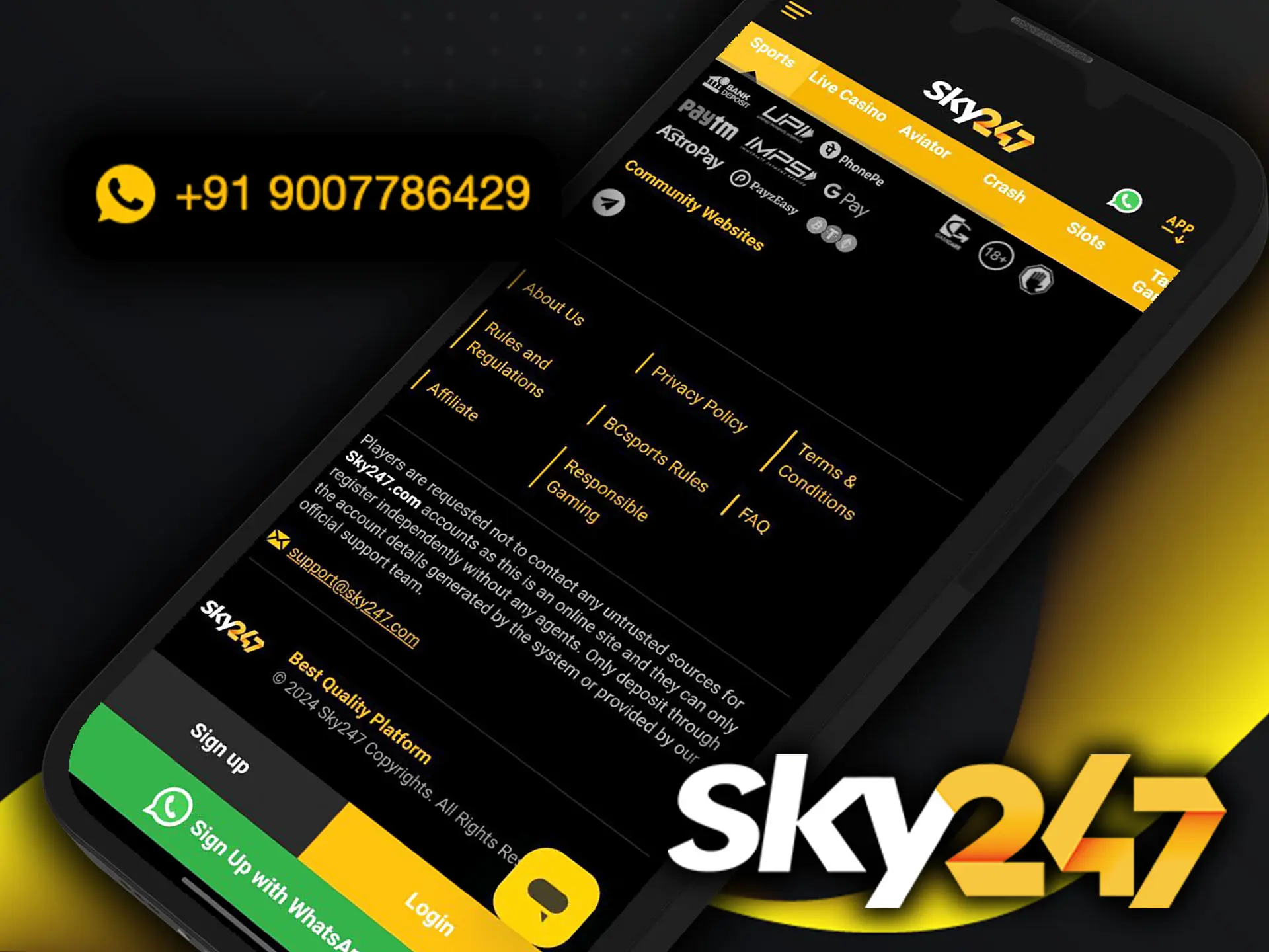 Discuss your questions regarding slots and sports betting by using Sky247's support phone number.